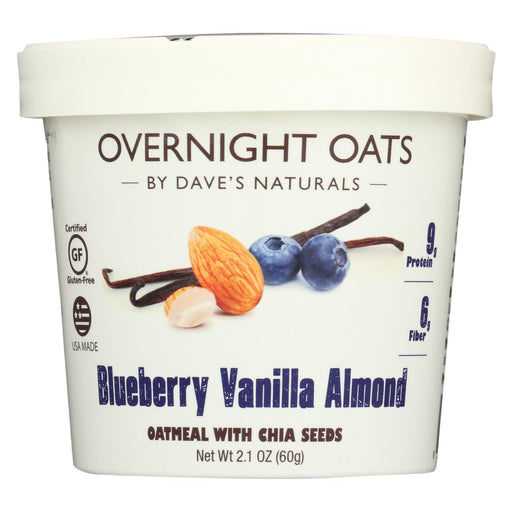 Dave's Gourmet Overnight Oats - Blueberry Vanilla Almond - Case Of 8 - 2.1 Oz.