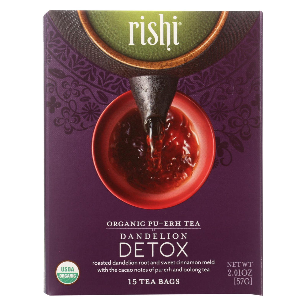 Rishi - Organic Tea - Dandelion Detox - Case Of 6 - 15 Bags