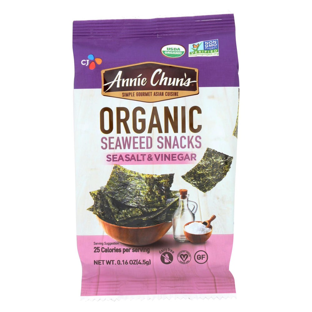 Annie Chun's Seaweed Snack - Sea Salt And Vinegar - Case Of 12 - .16 Oz.