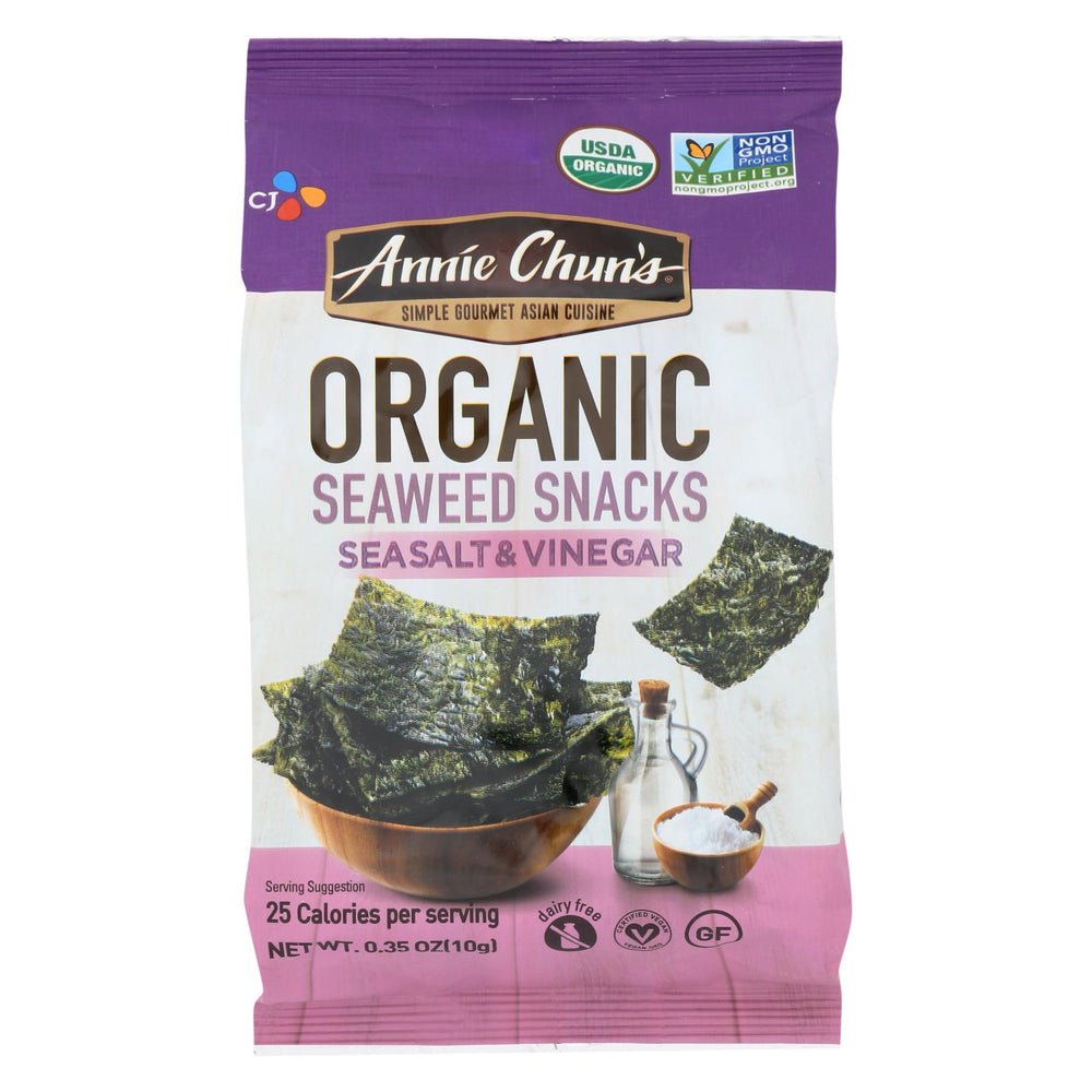 Annie Chun's Seaweed Snack - Sea Salt And Vinegar - Case Of 12 - .35 Oz.