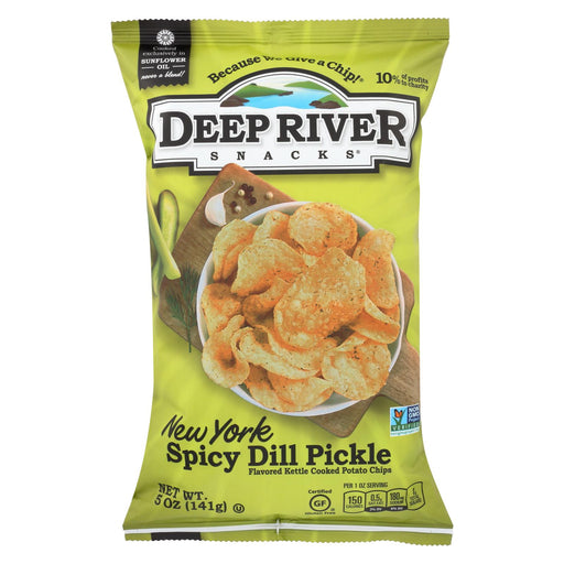 Deep River Snacks Kettle Chips - New York Spicy Dill Pickle - Case Of 12 - 5 Oz.