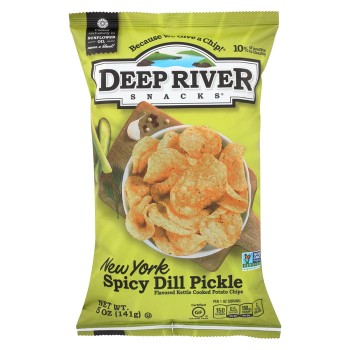 Deep River Snacks Kettle Chips - New York Spicy Dill Pickle - Case Of 12 - 5 Oz.
