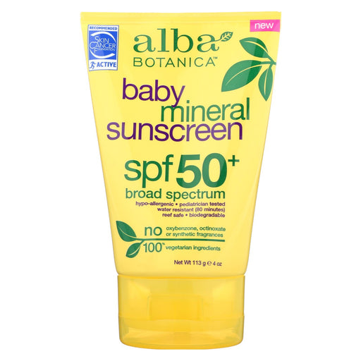 Alba Botanica Sunscreen - Spf 50 Broad Spectrum - Case Of 1 - 4 Oz.