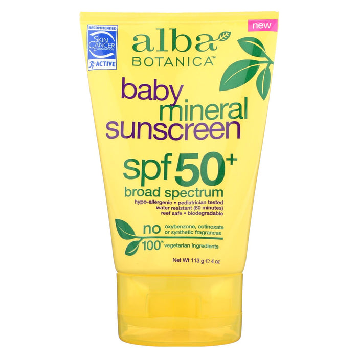 Alba Botanica Sunscreen - Spf 50 Broad Spectrum - Case Of 1 - 4 Oz.