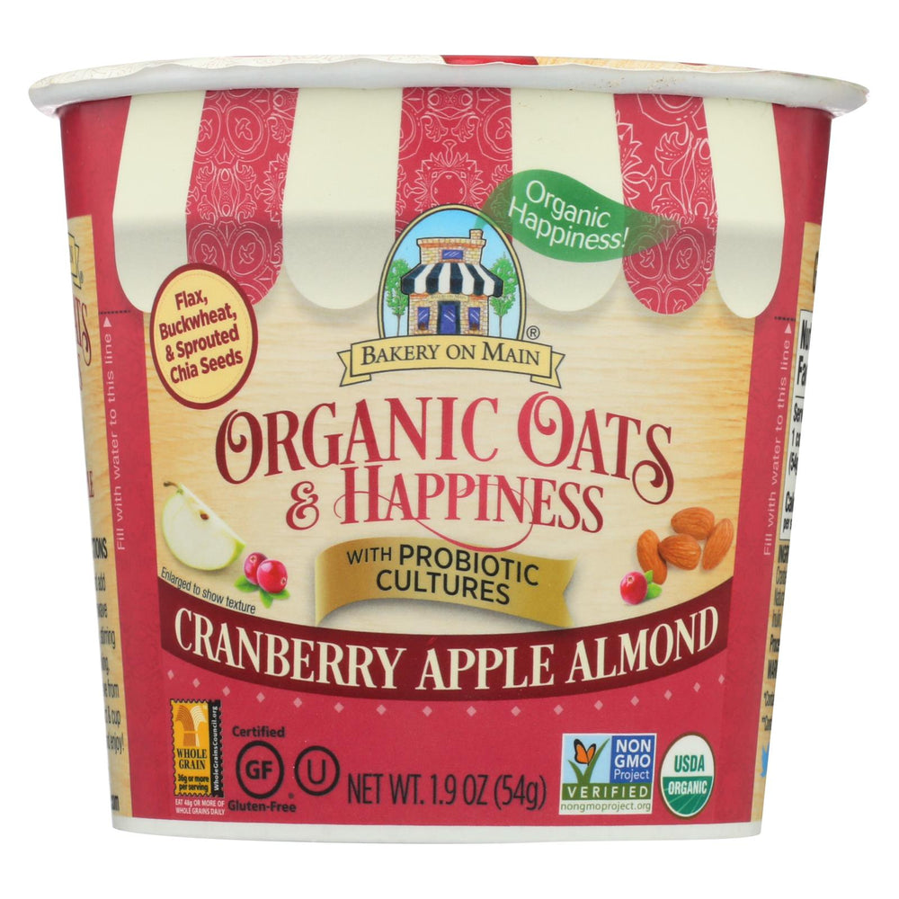 Bakery On Main Oats And Happiness Oatmeal Cup - Cranberry Apple Almond - Case Of 12 - 1.9 Oz.