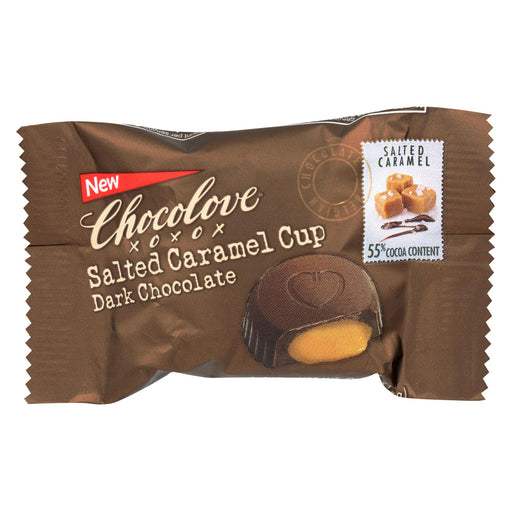 Chocolove Xoxox Cup - Salted Caramel - Dark Chocolate - Case Of 50 - .6 Oz