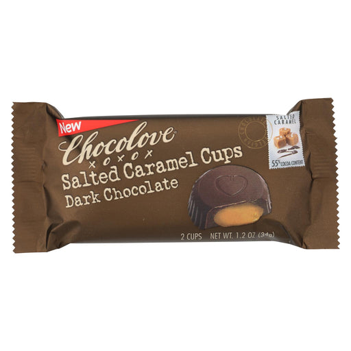 Chocolove Xoxox Cup - Salted Caramel - Dark Chocolate - 2c - Case Of 12 - 1.2 Oz