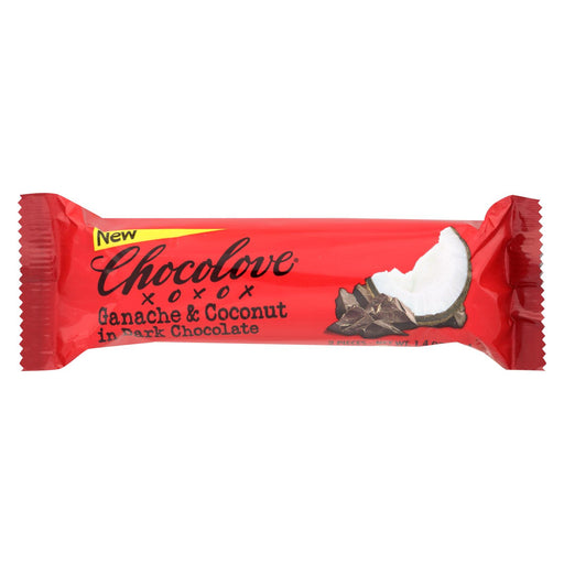Chocolove Xoxox Bar - Ganche Coconut - Dark Chocolate - Case Of 12 - 1.41 Oz