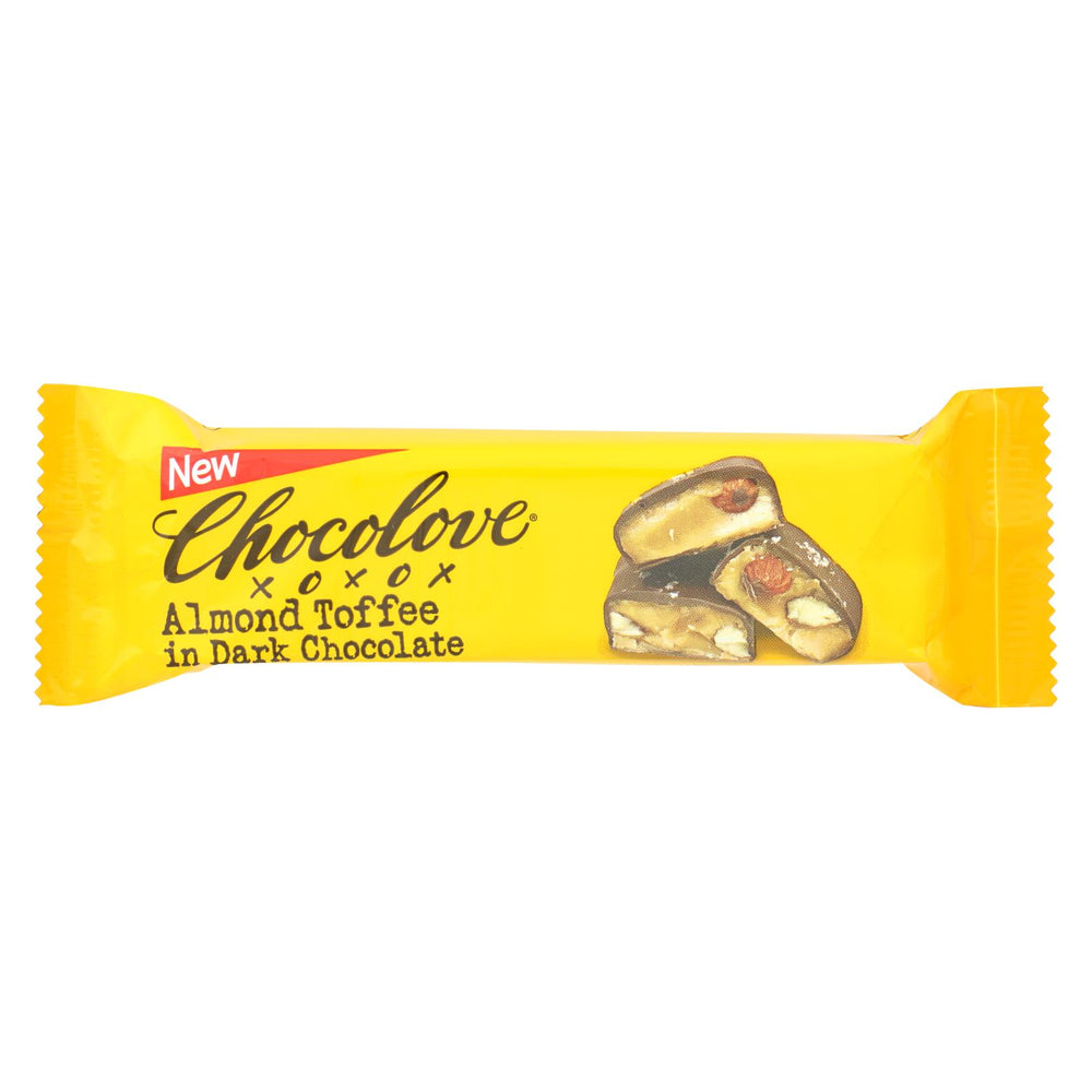Chocolove Xoxox Bar - Almond Toffee - Dark Chocolate - Case Of 12 - 1.41 Oz