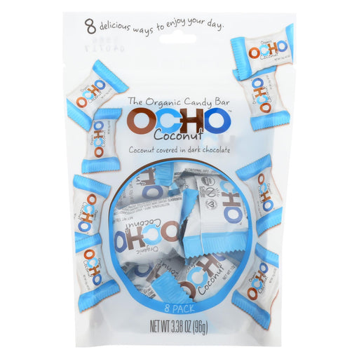Ocho Candy Organic Coconut Mini Bars - In Dark Chocolate - Case Of 12 - 3.5 Oz