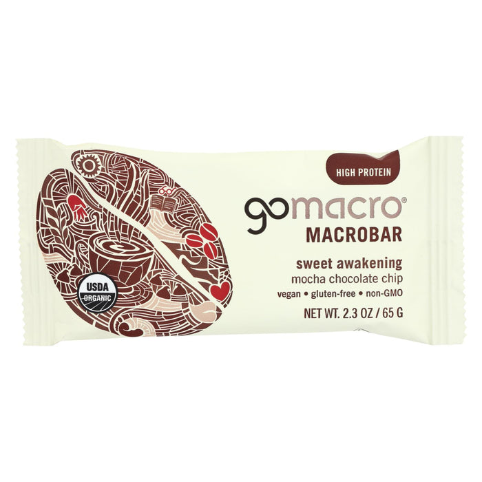 Gomacro Bar - Organic - Mocha - Chocolate Chip - Case Of 12 - 2.3 Oz