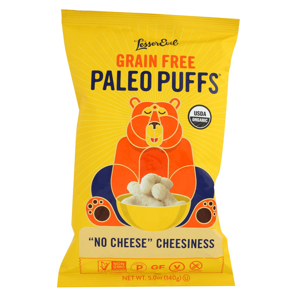 Lesser Evil Puffs - Crunchy, No Cheese Cheesiness - Case Of 9 - 5 Oz.