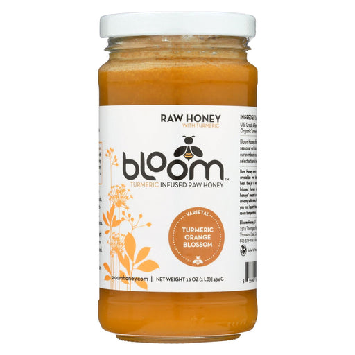 Bloom Honey - Honey - Turmeric Infused Orange Blossom - Case Of 6 - 16 Oz.