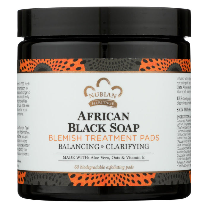 Nubian Heritage Clarifying Pads - African Black Soap - 60 Count