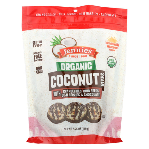 Jennies Coconut Bites - Organic - Cranberry Goji - Case Of 6 - 5.25 Oz