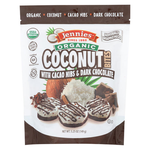Jennies Coconut Bites - Organic - Cacao Chocolate - Case Of 6 - 5.25 Oz