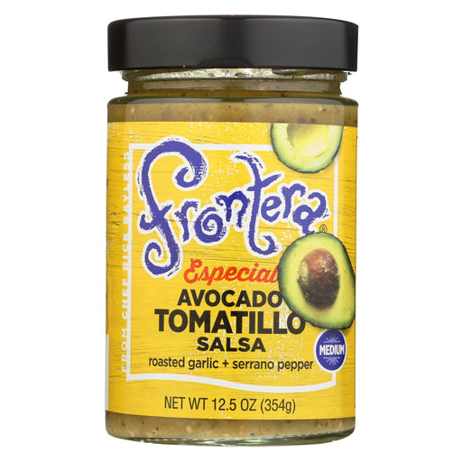Frontera Foods Salsa - Especial Avocado Tomatillo Salsa - Roasted Garlic And Serrano - Case Of 6 - 12.5 Oz.