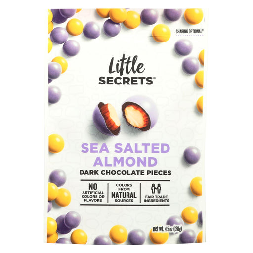 Little Secrets - Candies - Dark Chocolate Sea Salted Almond Pieces - Case Of 8 - 4.5 Oz.