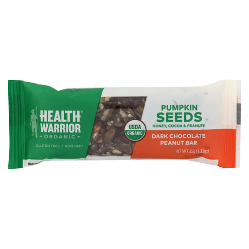 Health Warrior Pumpkin Seed Bar - Dark Chocolate Peanut - Case Of 12 - 1.23 Oz.