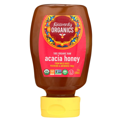 Heavenly Organics Honey - 100% Organic Raw Acacia Squeeze Honey - Case Of 6 - 12 Oz.